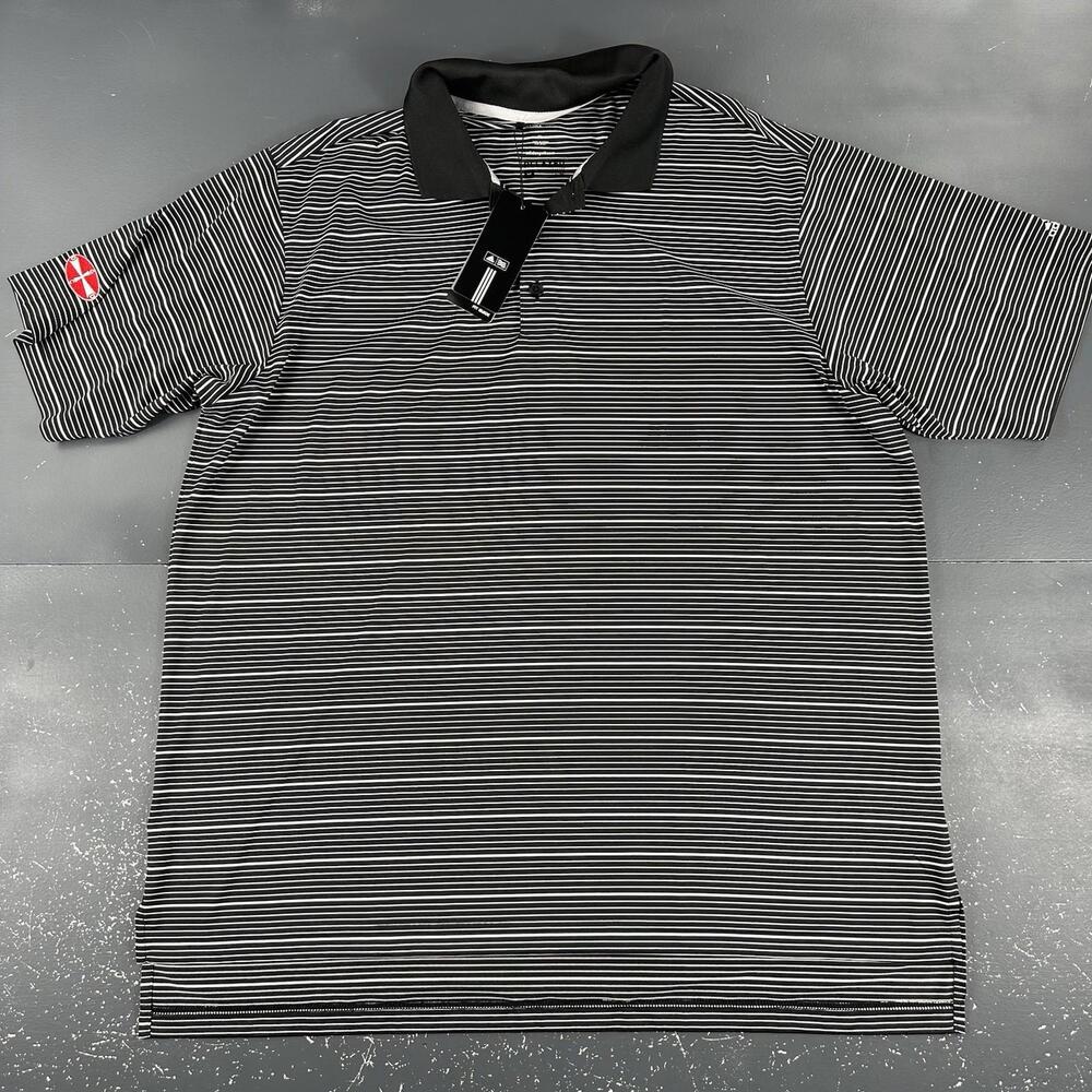 Adidas Performance Polo Mens XL Black White Striped Relaxed Golf NWT Climalite